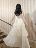 A Line Ruffles Ankle Length White Evening Dress Prom Dresses SD2752