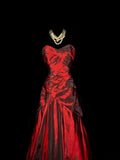 Mermaid Sweetheart Red Taffeta Long Evening Dress Prom Dresses SD2753