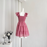 A line Sleeveless Holiday Dresses Short Ruffles Pink Birthday Outfits SD275