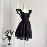 A line Sleeveless Holiday Dresses Short Ruffles Pink Birthday Outfits SD275