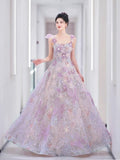 A Line Spaghetti Straps Pink Floral Long Length Evening Dress Prom Dresses SD2773