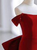 Mermaid Off The Shoulder Burgundy Satin Long Evening Dress Prom Dresses SD2788