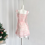 Sheath Straps Sleeveless Floral Pink Dress Short Holiday Dresses SD278