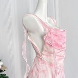 Sheath Straps Sleeveless Floral Pink Dress Short Holiday Dresses SD278