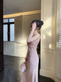 Mermaid Spaghetti Straps Pink Long Evening Dress Prom Dresses SD2804