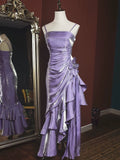 Mermaid Spaghetti Straps Satin Long Party Dress Prom Dresses SD2806