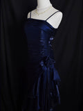 Mermaid Spaghetti Straps Satin Long Party Dress Prom Dresses S2806 HZ0628
