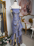 Mermaid Spaghetti Straps Satin Long Party Dress Prom Dresses SD2806
