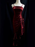 Mermaid Spaghetti Straps Satin Long Party Dress Prom Dresses SD2806