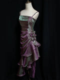 Mermaid Spaghetti Straps Satin Long Party Dress Prom Dresses S2806 HZ0628