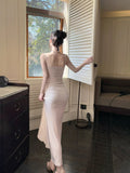 Mermaid Spaghetti Straps Pink Ankle Length Evening Dress Prom Dresses SD2811