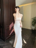 Mermaid Spaghetti Straps Pink Ankle Length Evening Dress Prom Dresses SD2811