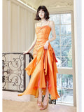Mermaid Spaghetti Straps Organge Ankle Length Evening Dress Prom Dresses SD2812