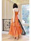 Mermaid Spaghetti Straps Organge Ankle Length Evening Dress Prom Dresses SD2812