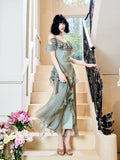 Mermaid Spaghetti Straps Ruffles Long Evening Dress Prom Dresses SD2814