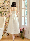 A Line Strapless Neckline White Ankle Length Evening Dress Prom Dresses SD2818