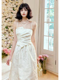 A Line Strapless Neckline White Ankle Length Evening Dress Prom Dresses SD2818