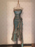 Mermaid Spaghetti Straps High Low Party Dress Prom Dresses SD2820 HZ0628