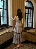 Mermaid Spaghetti Straps Gray Long Length Evening Dress Prom Dresses SD2827