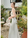 Mermaid Spaghetti Straps White Long Length Evening Dress Prom Dresses SD2828
