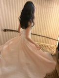 A Line Spaghetti Straps Pink Chiffon Ankle Length Evening Dress Prom Dresses SD2829