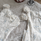 A line Sweetheart Cap Sleeves Blue Floral Dress Long Holiday Dresses SD282