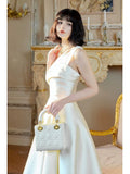 Sheath Square Neckline White Evening Dress Lace Prom Dresses SD2833