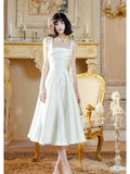 Sheath Square Neckline White Evening Dress Lace Prom Dresses SD2833