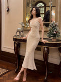 Mermaid Spaghetti Straps Sequin Ankle Length Evening Dress Prom Dresses SD2834