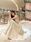 A Line Spaghetti Straps Neckline Satin Evening Dress Lace Prom Dresses SD2839