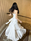 Mermaid Spaghetti Straps Long Length White Evening Dress Prom Dresses SD2840