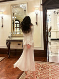 Mermaid Squere Neckline Satin Ankle Length Evening Dress Prom Dresses SD2841
