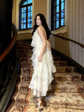 A Line Halter Neckline Chiffon Ruffles Evening Dress Prom Dresses SD2843