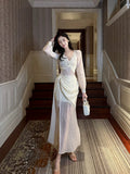 Mermaid V Neckline Chiffon Ankle Length Evening Dress Prom Dresses SD2845