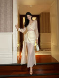 Mermaid V Neckline Chiffon Ankle Length Evening Dress Prom Dresses SD2845
