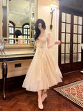 A line V Neckline Lace Ankle Length Evening Dress Prom Dresses SD2846