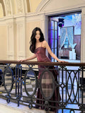 Mermaid Spaghetti Straps Long Length Grape Evening Dress Prom Dresses SD2848 HZ0628