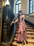 Mermaid Spaghetti Straps Long Length Grape Evening Dress Prom Dresses SD2848 HZ0628