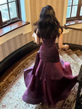 Mermaid Spaghetti Straps Long Length Grape Evening Dress Prom Dresses SD2848 HZ0628