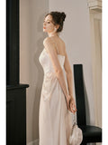 A line Spaghetti Straps Pink Ankle Length Evening Dress Prom Dresses SD2850