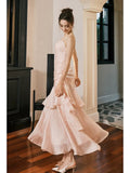 Mermaid Spaghetti Straps Long Length Blush Pink Evening Dress Prom Dresses SD2854 HZ0628