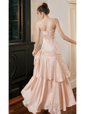 Mermaid Spaghetti Straps Long Length Blush Pink Evening Dress Prom Dresses SD2854 HZ0628