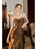 Mermaid Spaghetti Straps Long Length Evening Dress Prom Dresses SD2856