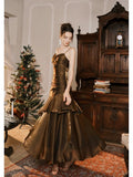 Mermaid Spaghetti Straps Long Length Evening Dress Prom Dresses SD2856