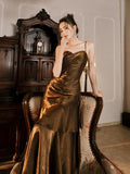 Mermaid Spaghetti Straps Long Length Evening Dress Prom Dresses SD2856