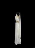 A line Square Neckline White Chiffon Prom Dress Ruffle Long Party Dress SD2906