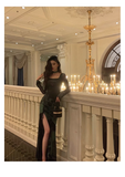 Sheath Square Neckline Long Sleeves Green Long Prom Dresses Birthday Dress SD290