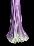 A line Halter Neckline Lilac Satin Prom Dress Ruffle Long Party Dress SD2910 HZ0628