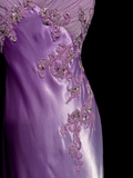 A line Halter Neckline Lilac Satin Prom Dress Ruffle Long Party Dress SD2910 HZ0628