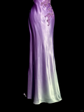 A line Halter Neckline Lilac Satin Prom Dress Ruffle Long Party Dress SD2910 HZ0628